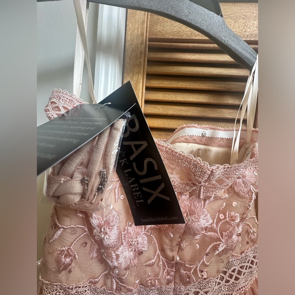 Basix Black Label Pink Strapless Floral Evening Gown Size 2 - Picture 14 of 14